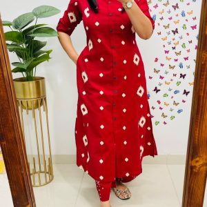 টু পিস শর্ট হাতা ডিজাইন-রেড কালার-2