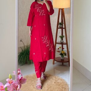 টু পিস এমব্রটারি ডিজাইন-্লাল ২